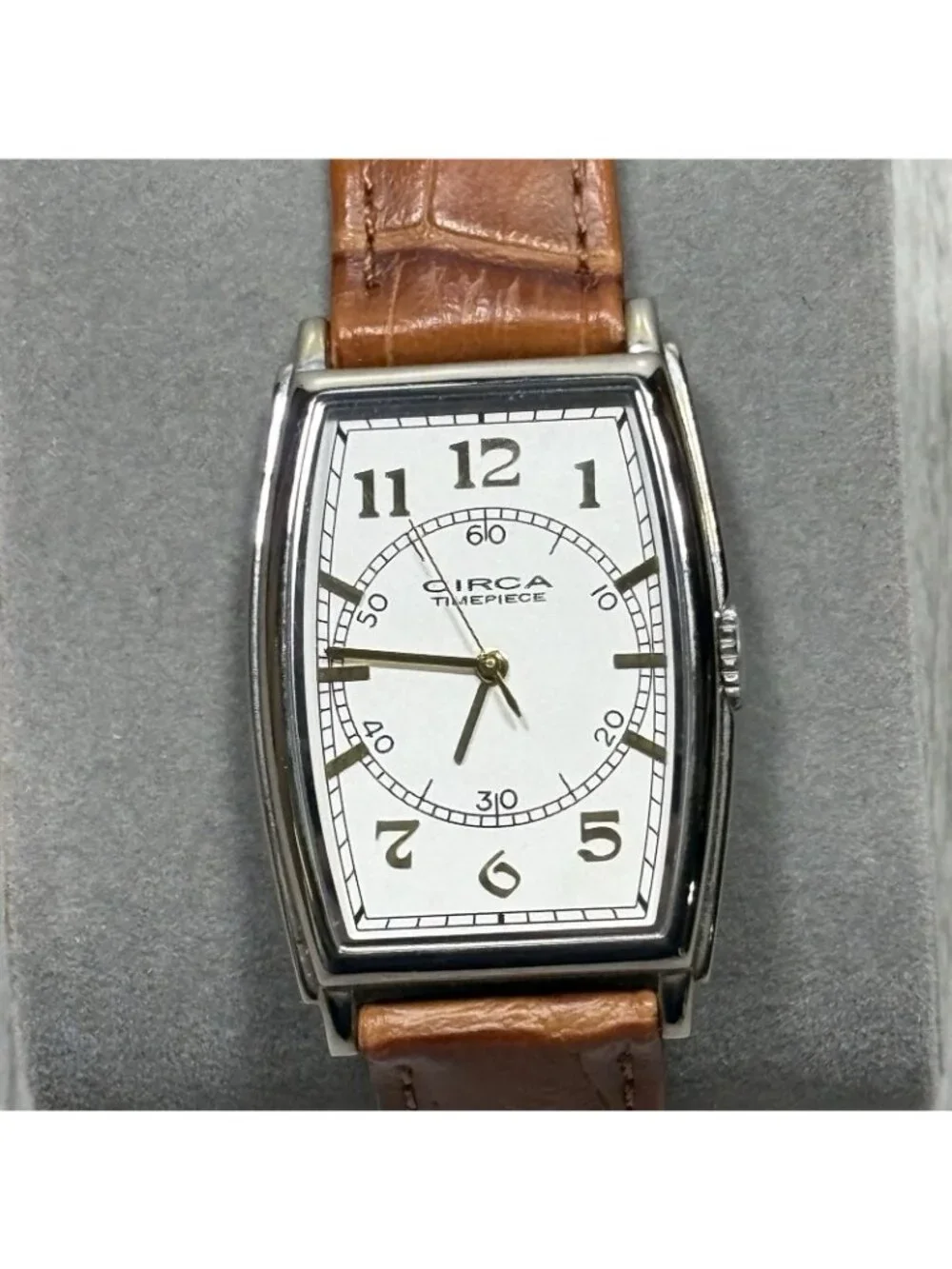 Circa Timepiece CT112T Brown Leather Analog White Dial Quartz Watch Need Battery